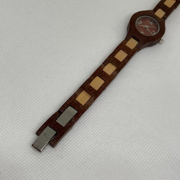 Vintage Coldwater Creek Wooden women Watch Japan movement 25mm running - Picture 6 of 6